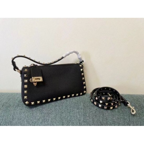 Fake Valentino Rockstud Small Crossbody Bag Black Grained Calfskin Replica