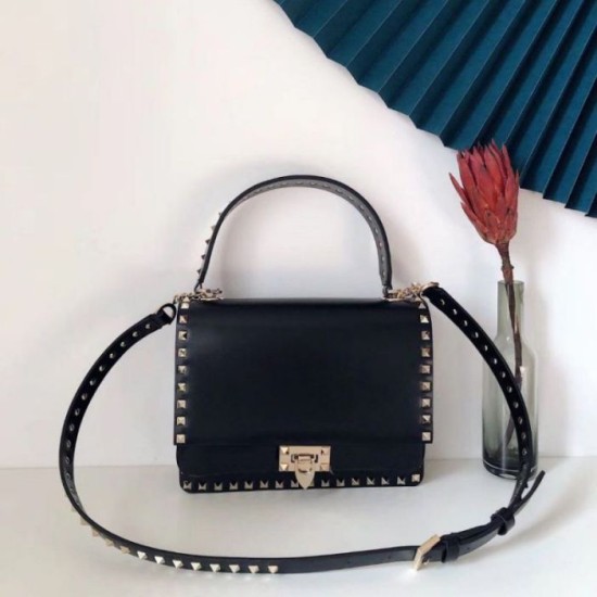 Replica Valentino Rockstud Crossbody Bag Black Calfskin