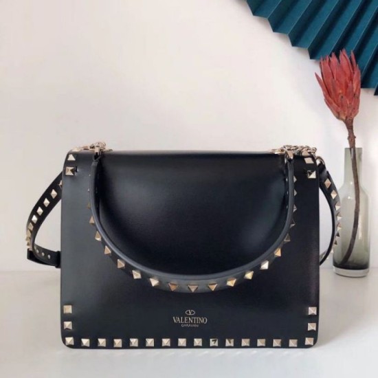 Replica Valentino Rockstud Crossbody Bag Black Calfskin