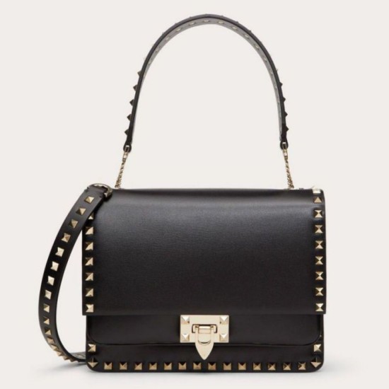 Replica Valentino Rockstud Crossbody Bag Black Calfskin