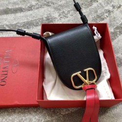 Replica Valentino Small Vring Crossbody Bag Black Goatskin