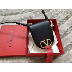 Replica Valentino Small Vring Crossbody Bag Black Goatskin