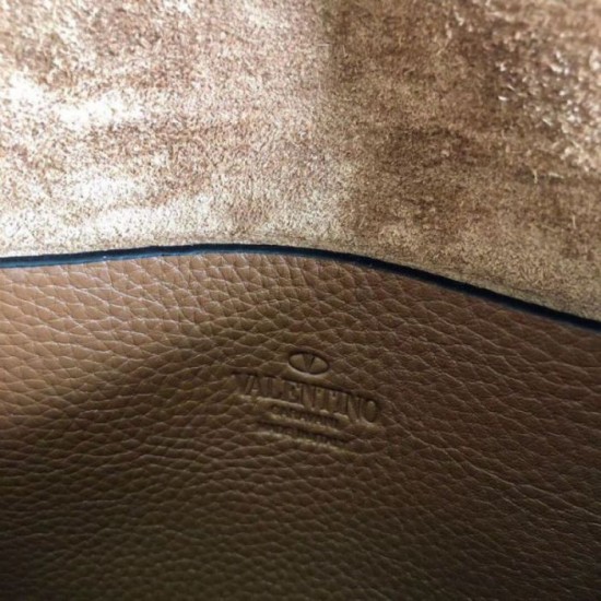 Replica Valentino Rockstud Small Crossbody Bag Brown Grained 