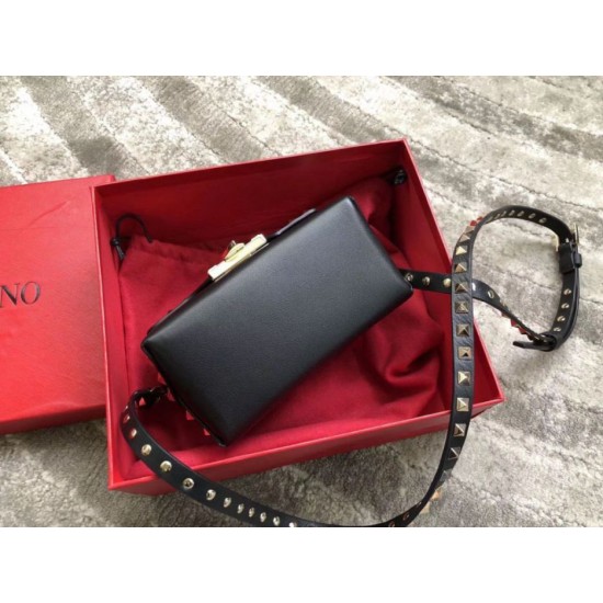 Replica Valentino Mini Rockstud Crossbody Bag Black Calfskin