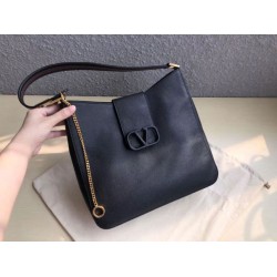 Replica Valentino Vsling Hobo Bag Black Grainy Calfskin