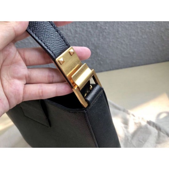 Replica Valentino Vsling Hobo Bag Black Grainy Calfskin