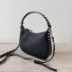Fake Valentino Rockstud Small Hobo Bag Black Grainy Calfskin Replica