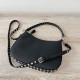 Fake Valentino Rockstud Small Hobo Bag Black Grainy Calfskin Replica