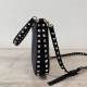 Fake Valentino Rockstud Small Hobo Bag Black Grainy Calfskin Replica