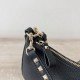 Fake Valentino Rockstud Small Hobo Bag Black Grainy Calfskin Replica