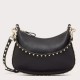 Fake Valentino Rockstud Small Hobo Bag Black Grainy Calfskin Replica