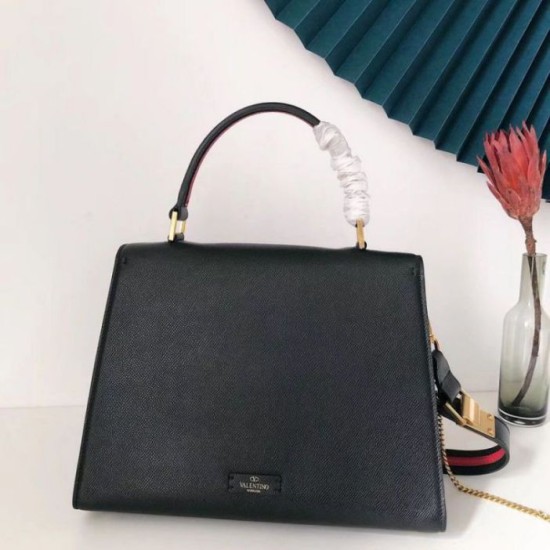 Fake Valentino Vsling Handbag Black Grainy Calfskin Replica