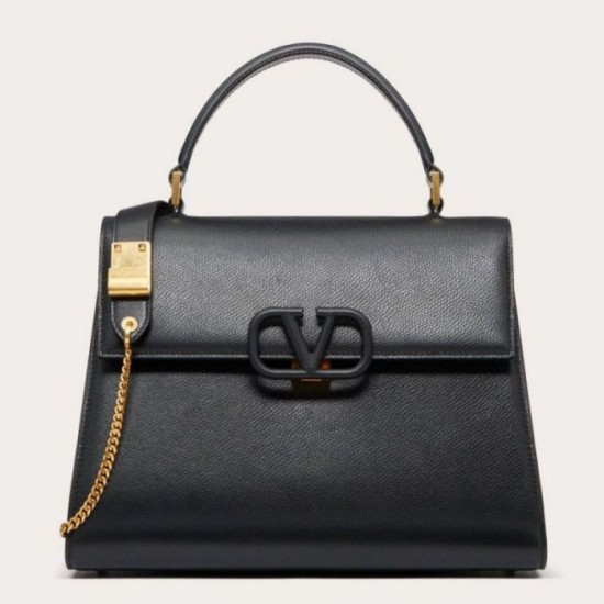Fake Valentino Vsling Handbag Black Grainy Calfskin Replica