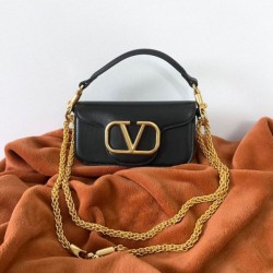 Fake Valentino Loco Small Shoulder Bag Black Calfskin Replica