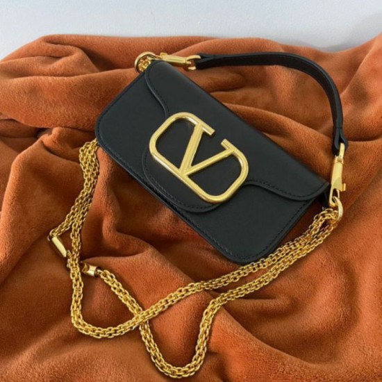 Fake Valentino Loco Small Shoulder Bag Black Calfskin Replica
