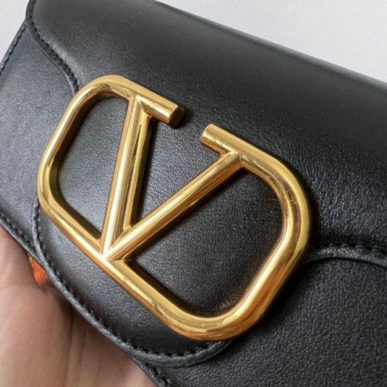 Fake Valentino Loco Small Shoulder Bag Black Calfskin Replica