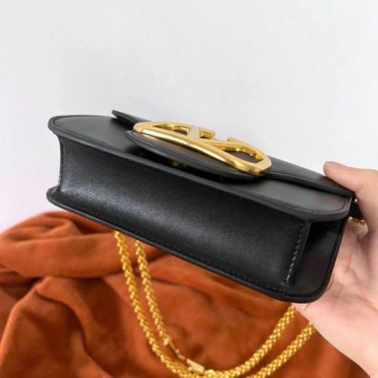 Fake Valentino Loco Small Shoulder Bag Black Calfskin Replica