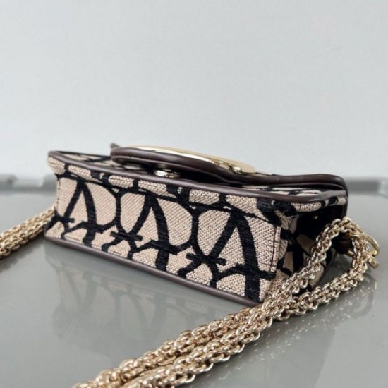 Replica Valentino Small Loco Shoulder Bag Black Toile Iconographe
