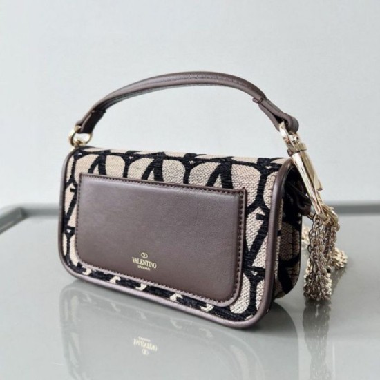 Replica Valentino Small Loco Shoulder Bag Black Toile Iconographe