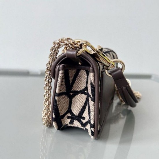 Replica Valentino Small Loco Shoulder Bag Black Toile Iconographe
