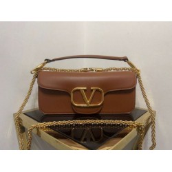 Replica Valentino Loco Large Shoulder Bag Brown Calfskin