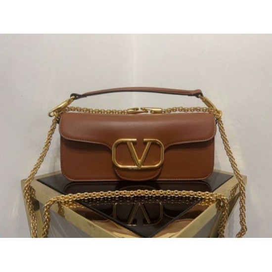 Replica Valentino Loco Large Shoulder Bag Brown Calfskin
