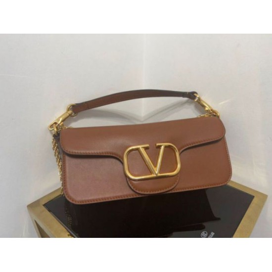 Replica Valentino Loco Large Shoulder Bag Brown Calfskin