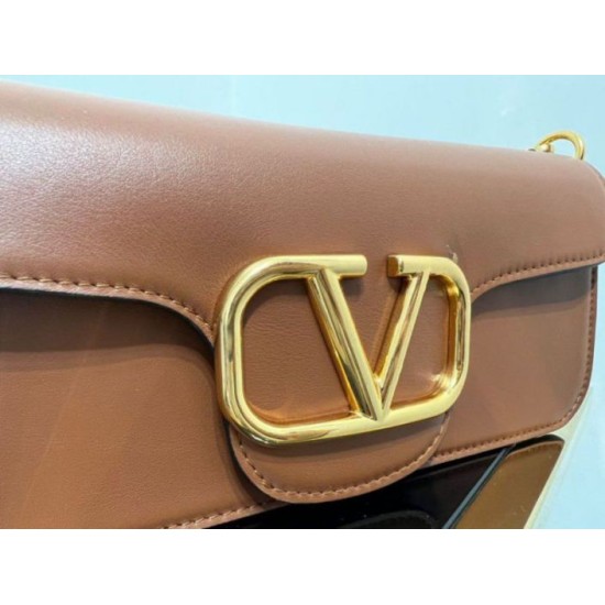 Replica Valentino Loco Large Shoulder Bag Brown Calfskin