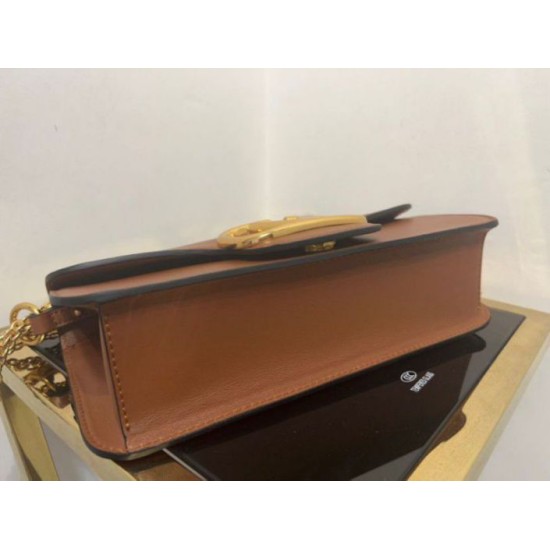 Replica Valentino Loco Large Shoulder Bag Brown Calfskin
