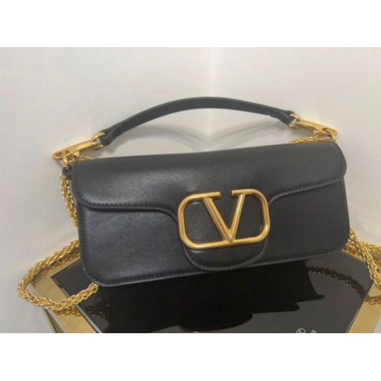 Fake Valentino Loco Large Shoulder Bag Black Calfskin Replica