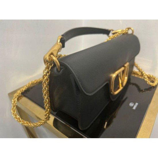 Fake Valentino Loco Large Shoulder Bag Black Calfskin Replica