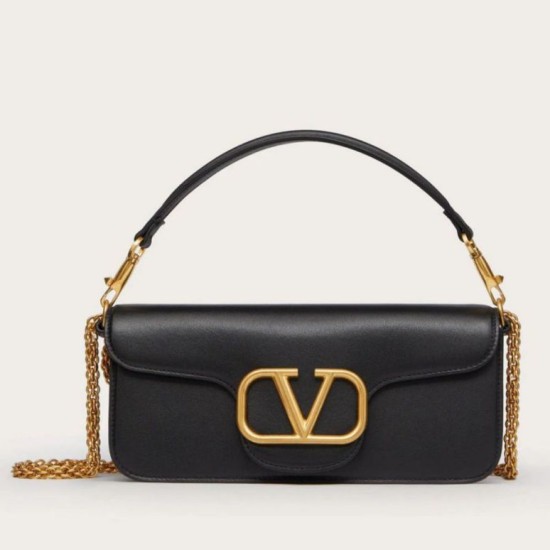 Fake Valentino Loco Large Shoulder Bag Black Calfskin Replica