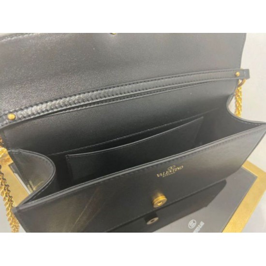 Fake Valentino Loco Large Shoulder Bag Black Calfskin Replica
