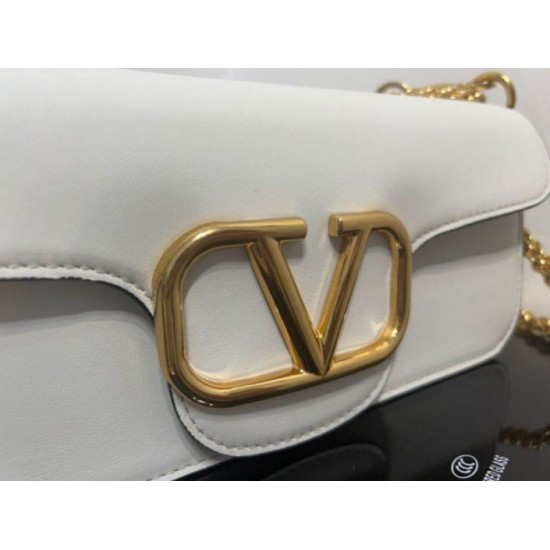 Replica Valentino Loco Large Shoulder Bag White Calfskin