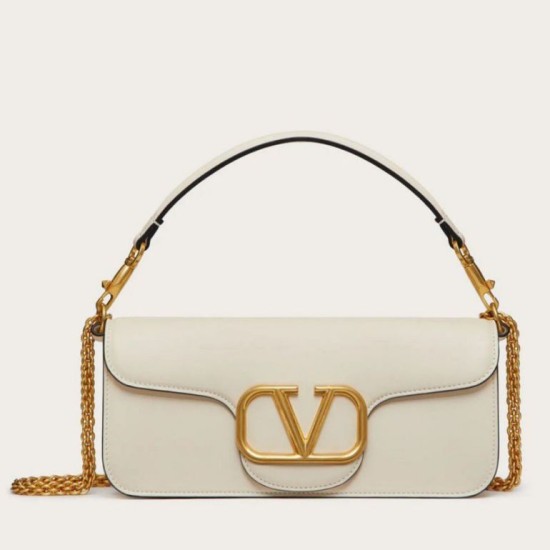 Replica Valentino Loco Large Shoulder Bag White Calfskin