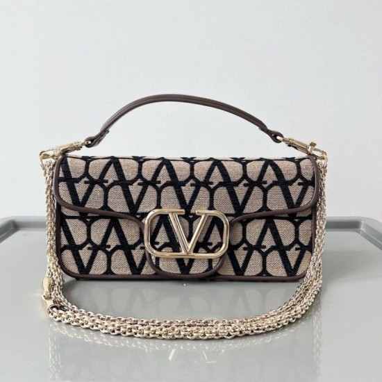 Fake Valentino Large Loco Shoulder Bag Black Toile Iconographe Replica