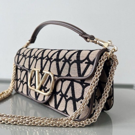 Fake Valentino Large Loco Shoulder Bag Black Toile Iconographe Replica