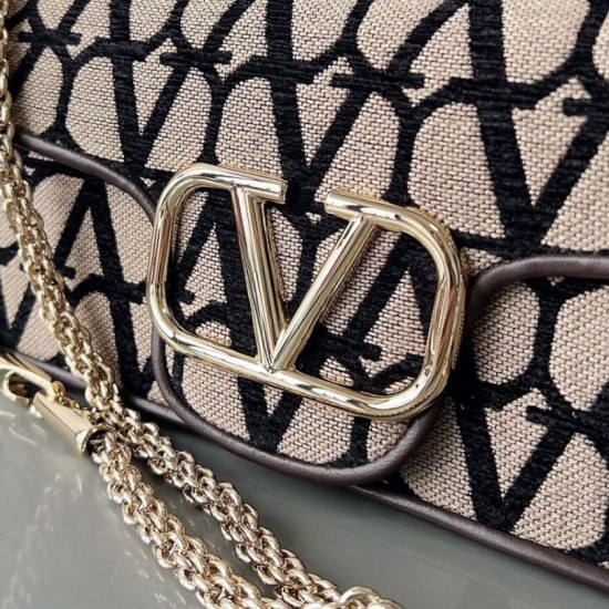 Fake Valentino Large Loco Shoulder Bag Black Toile Iconographe Replica