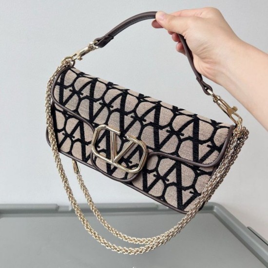 Fake Valentino Large Loco Shoulder Bag Black Toile Iconographe Replica