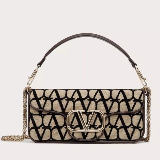 Fake Valentino Large Loco Shoulder Bag Black Toile Iconographe Replica