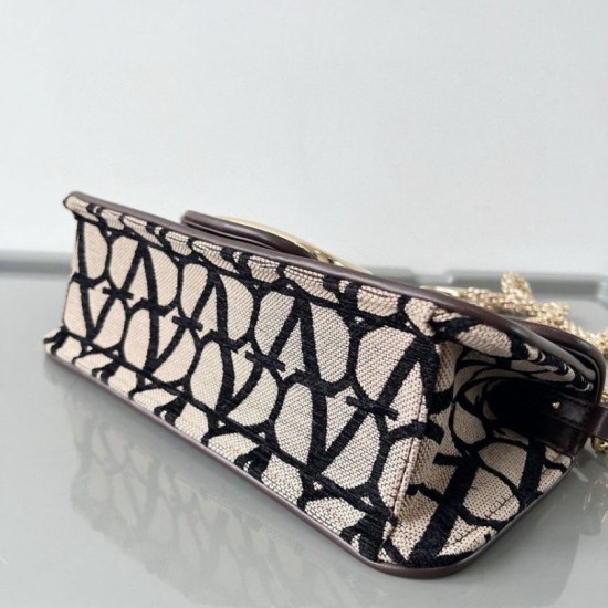 Fake Valentino Large Loco Shoulder Bag Black Toile Iconographe Replica
