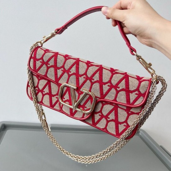 Replica Valentino Large Loco Shoulder Bag Red Toile Iconographe