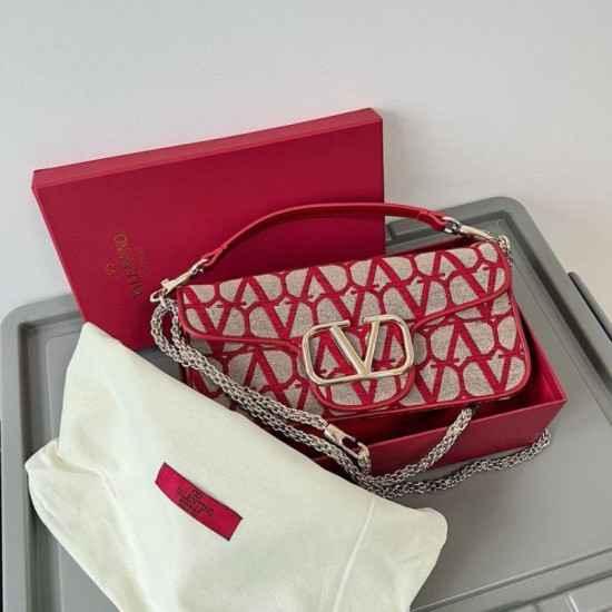 Replica Valentino Large Loco Shoulder Bag Red Toile Iconographe