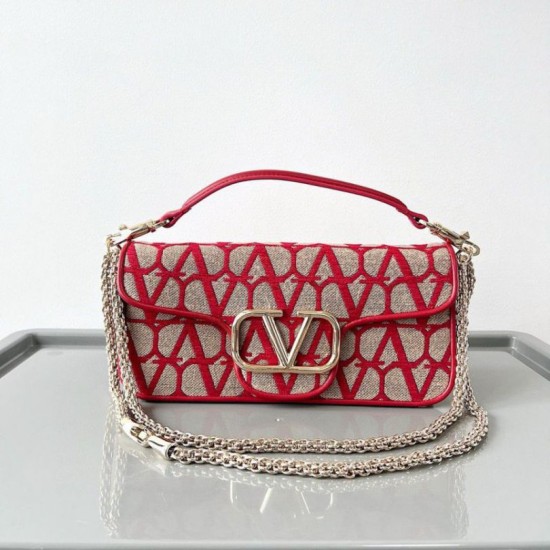 Replica Valentino Large Loco Shoulder Bag Red Toile Iconographe