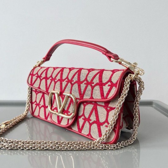 Replica Valentino Large Loco Shoulder Bag Red Toile Iconographe