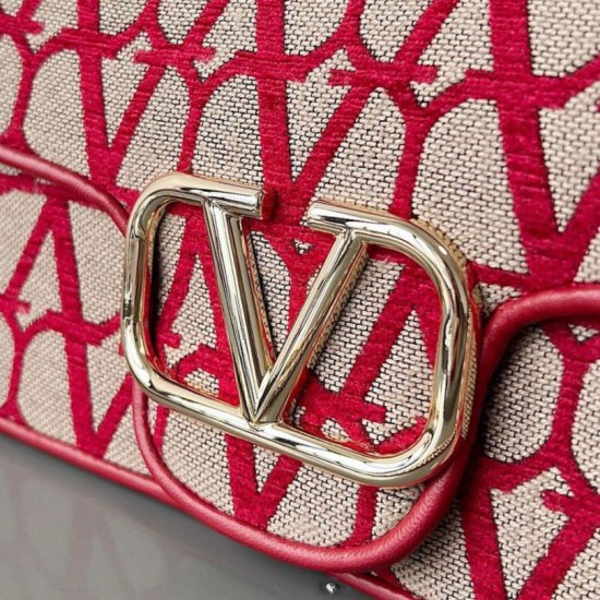 Replica Valentino Large Loco Shoulder Bag Red Toile Iconographe