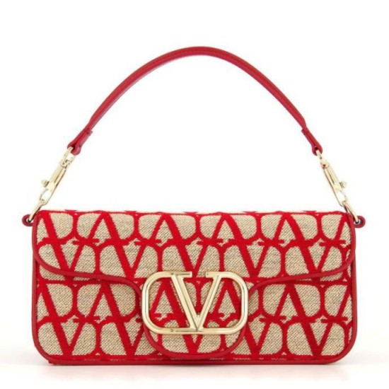 Replica Valentino Large Loco Shoulder Bag Red Toile Iconographe