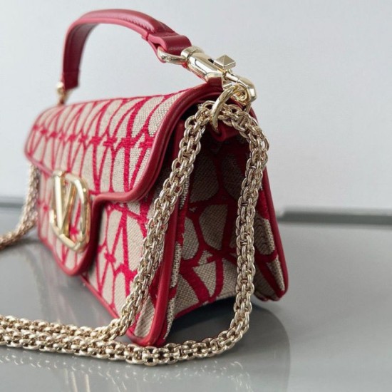 Replica Valentino Large Loco Shoulder Bag Red Toile Iconographe
