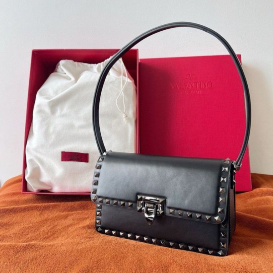 Replica Valentino Rockstud23 Shoulder Bag Black Calfskin