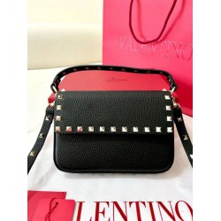 Fake Valentino Rockstud Pouch Bag Black Grained  Replica